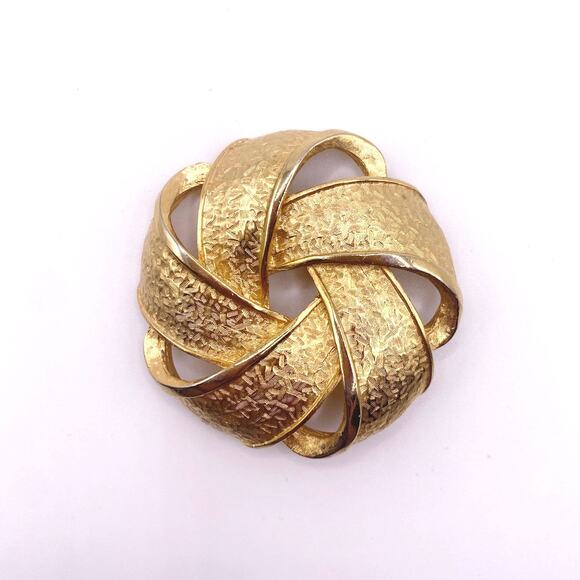 Vintage Gold Tone Large Knotted Brooch Unsigned - Picture 4 of 4